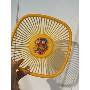 Retro Orange Bread Roll Plastic Basket Floral Per Alimenti Made In Italy Vtg